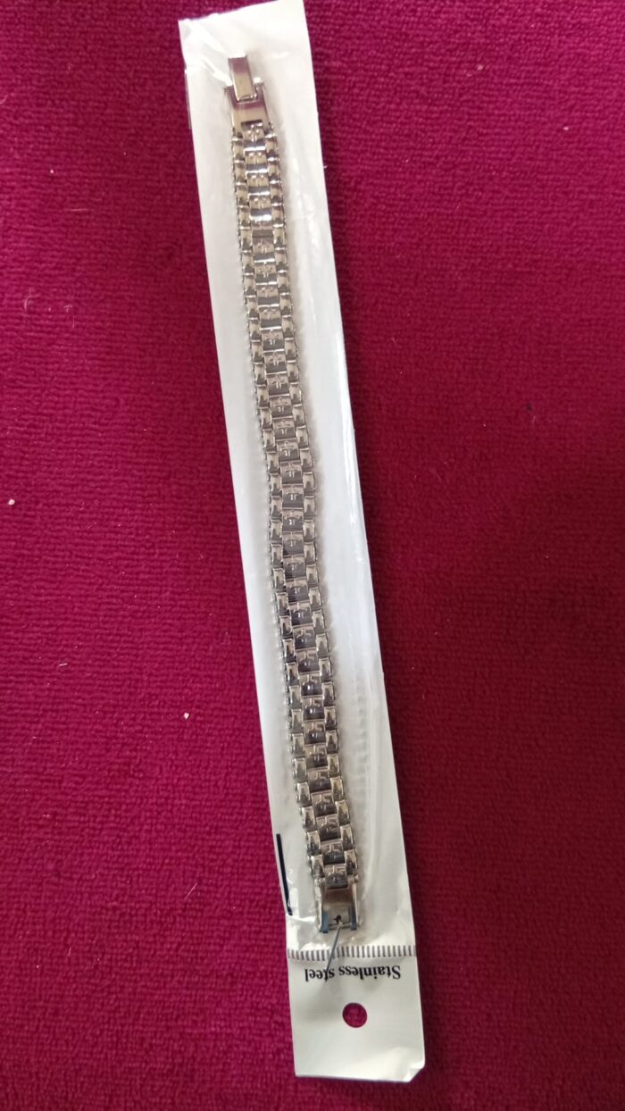 Brățară bisericească argintie cu cruciuliță - inox